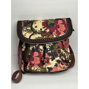 Sakroots Artist Circle Convertible Backpack Crossbody Violet Flower Power Charms